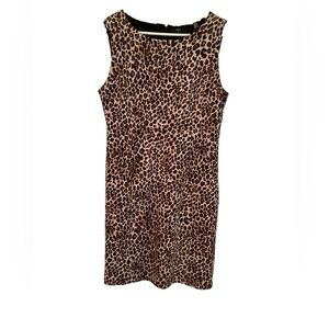 TAHARI leopard‎ print sleeveless stretchy dress. Size 14